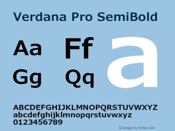 VerdanaPro-SemiBold Version 6.010 Font Sample
