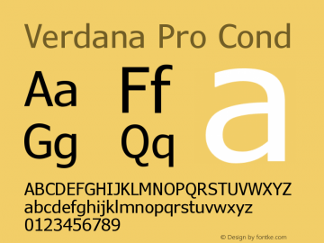 VerdanaPro-CondRegular Version 6.010 Font Sample