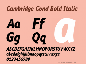 Cambridge-BoldCondIt Version 1.001 | wf-rip Font Sample