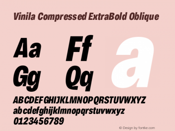 VinilaCompressed-ExtraBoldObl Version 1.000 | wf-rip DC20190215 Font Sample