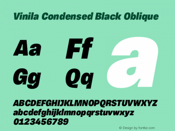 VinilaCondensed-BlackObl Version 1.000 | wf-rip DC20190215 Font Sample