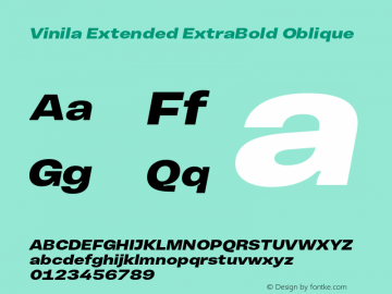 VinilaExtended-ExtraBoldObl Version 1.000 | wf-rip DC20190215 Font Sample