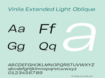 VinilaExtended-LightObl Version 1.000 | wf-rip DC20190215 Font Sample