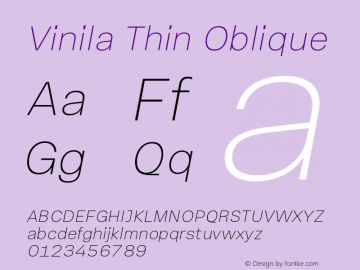 Vinila-ThinOblique Version 1.000 | wf-rip DC20190215 Font Sample