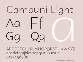 Campuni Light Version 1.000;PS 001.000;hotconv 1.0.88;makeotf.lib2.5.64775 Font Sample