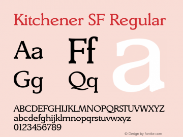 Kitchener SF Regular Altsys Fontographer 3.5  9/23/93图片样张