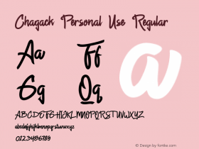Chagack Personal Use Regular Version 1.000 Font Sample