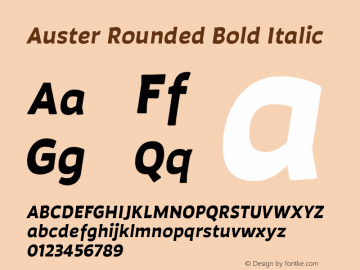 Auster Rounded Bold Italic Version 1.000;PS 001.000;hotconv 1.0.88;makeotf.lib2.5.64775图片样张