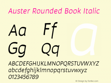 Auster Rounded Book Italic Version 1.000;PS 001.000;hotconv 1.0.88;makeotf.lib2.5.64775图片样张