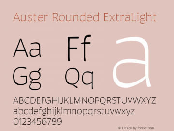 Auster Rounded ExtraLight Version 1.000;PS 001.000;hotconv 1.0.88;makeotf.lib2.5.64775图片样张