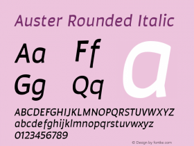 Auster Rounded Italic Version 1.000;PS 001.000;hotconv 1.0.88;makeotf.lib2.5.64775 Font Sample