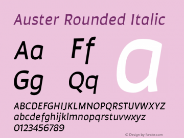 Auster Rounded Italic Version 1.000;PS 001.000;hotconv 1.0.88;makeotf.lib2.5.64775图片样张