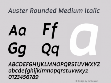 Auster Rounded Medium Italic Version 1.000;PS 001.000;hotconv 1.0.88;makeotf.lib2.5.64775图片样张