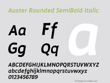 Auster Rounded SemiBold Italic Version 1.000;PS 001.000;hotconv 1.0.88;makeotf.lib2.5.64775图片样张