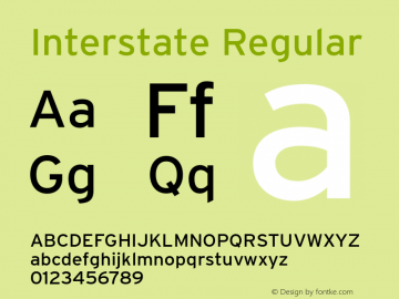 Interstate-Regular Version 1.000;PS 1.0;hotconv 1.0.86;makeotf.lib2.5.63406 Font Sample
