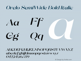 Orelo SemiWide Bold Italic Version 1.000;PS 001.000;hotconv 1.0.88;makeotf.lib2.5.64775 Font Sample