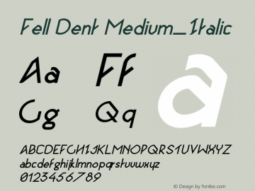 Fell Dent Medium_Italic Version 1.000;PS 001.000;hotconv 1.0.88;makeotf.lib2.5.64775图片样张