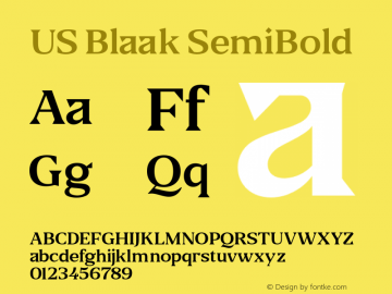 USBlaak-SemiBold Version 1.000 Font Sample