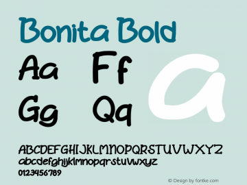 Bonita Bold Version 1.00;March 2, 2019;FontCreator 11.5.0.2430 64-bit Font Sample