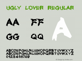 UGLY LOVER Regular Displays greek alphabet as well. Font Sample