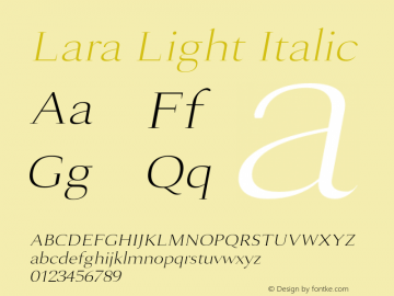Lara Light Italic 0.1.0图片样张