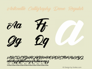 Antonellie Calligraphy Demo Version 1.00;March 6, 2019;FontCreator 11.0.0.2408 32-bit图片样张