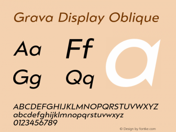 GravaDisplay-Oblique Version 2.303;PS 002.303;hotconv 1.0.88;makeotf.lib2.5.64775 Font Sample