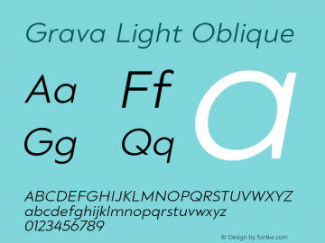 Grava-LightOblique Version 2.303;PS 002.303;hotconv 1.0.88;makeotf.lib2.5.64775 Font Sample