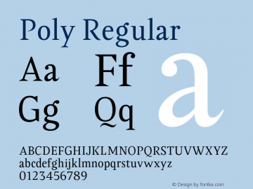 Poly-Regular Version 1.001;PS 001.001;hotconv 1.0.88;makeotf.lib2.5.64775 Font Sample