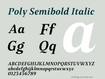 Poly-SemiboldItalic Version 1.001;PS 001.001;hotconv 1.0.88;makeotf.lib2.5.64775 Font Sample