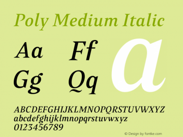 Poly-MediumItalic Version 1.001;PS 001.001;hotconv 1.0.88;makeotf.lib2.5.64775 Font Sample
