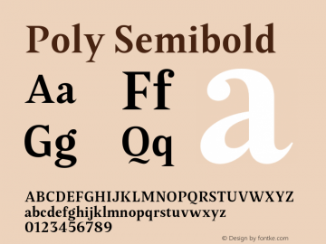 Poly-Semibold Version 1.001;PS 001.001;hotconv 1.0.88;makeotf.lib2.5.64775 Font Sample