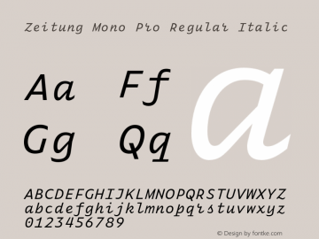 ZeitungMonoPro-RegularItalic Version 1.001图片样张