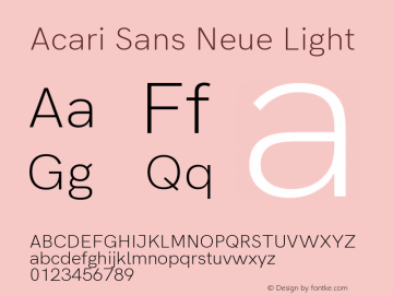 Acari Sans Neue Light Version 1.045;PS 001.045;hotconv 1.0.88;makeotf.lib2.5.64775; ttfautohint (v1.6)图片样张