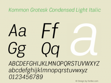 KommonGroteskCon-LightIt Version 1.000 | wf-rip DC20181220 Font Sample