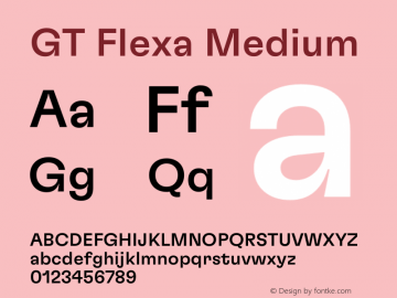 GT Flexa Medium Regular Version 1.000;PS 001.000;hotconv 1.0.88;makeotf.lib2.5.64775 Font Sample