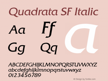 Quadrata SF Italic Altsys Fontographer 3.5  4/11/93 Font Sample