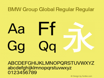 BMW Group Global Regular Version 2.10 Font Sample