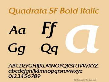 Quadrata SF Bold Italic Altsys Fontographer 3.5  4/11/93图片样张