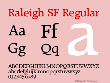 Raleigh SF Regular Altsys Fontographer 3.5  9/23/93 Font Sample