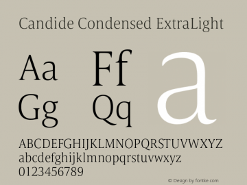 Candide-CondensedExtraLight Version 1.000 Font Sample