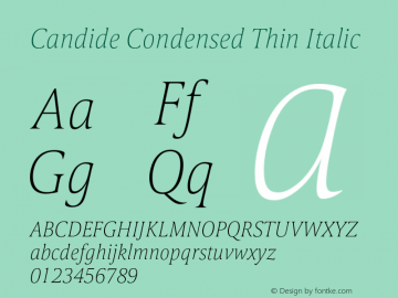 Candide-CondensedThinItalic Version 1.000图片样张