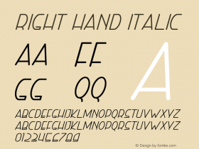 Right Hand Italic Version 1.002;Fontself Maker 3.1.0图片样张