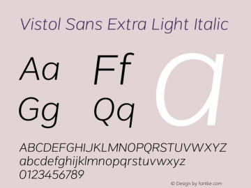 VistolSans-ExtraLightItalic Version 1.000图片样张