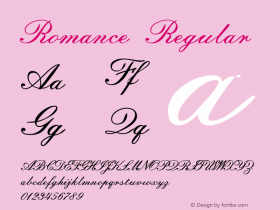 Romance Regular Macromedia Fontographer 4.1.2 8/7/96 Font Sample