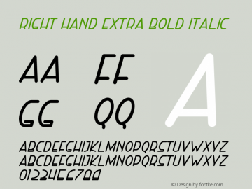 Right Hand Extra Bold Italic Version 1.002;Fontself Maker 3.1.0图片样张