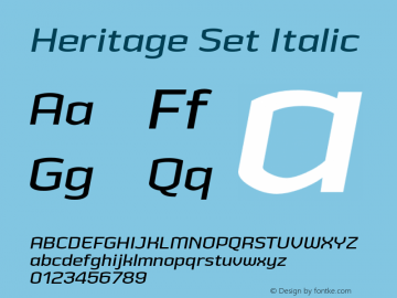 HeritageSetItalic Version 2.500;YWFTv17 Font Sample