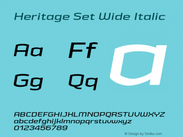 HeritageSetwideItalic Version 2.500;YWFTv17 Font Sample