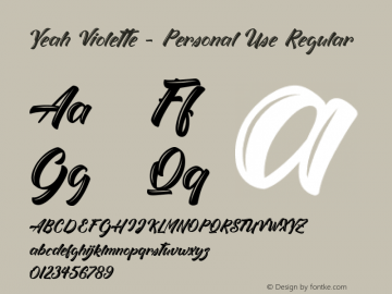 Yeah Violette - Personal Use Version 1.000 Font Sample