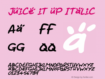 Juice it up Italic Version 1.00 March 14, 2019, initial release图片样张